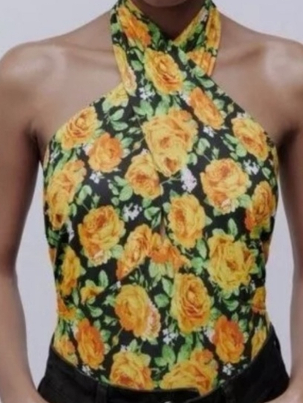 Zara Black Floral Hooded Bodysuit with Yellow Roses - Picture 10 of 10